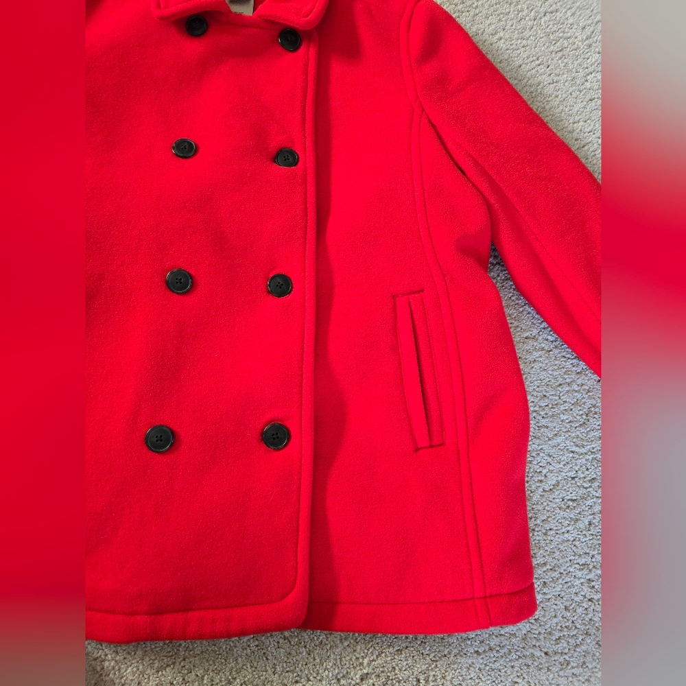 L.L. Bean Womens XL petite Red Soft Button Frpnt Lined Coat Jacket - Picture 4 of 9